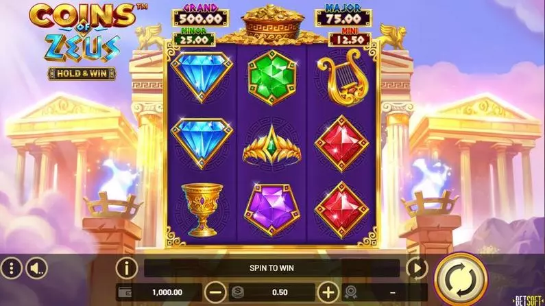 Main Screen Reels - Coins of Zeus – HOLD and WIN BetSoft  