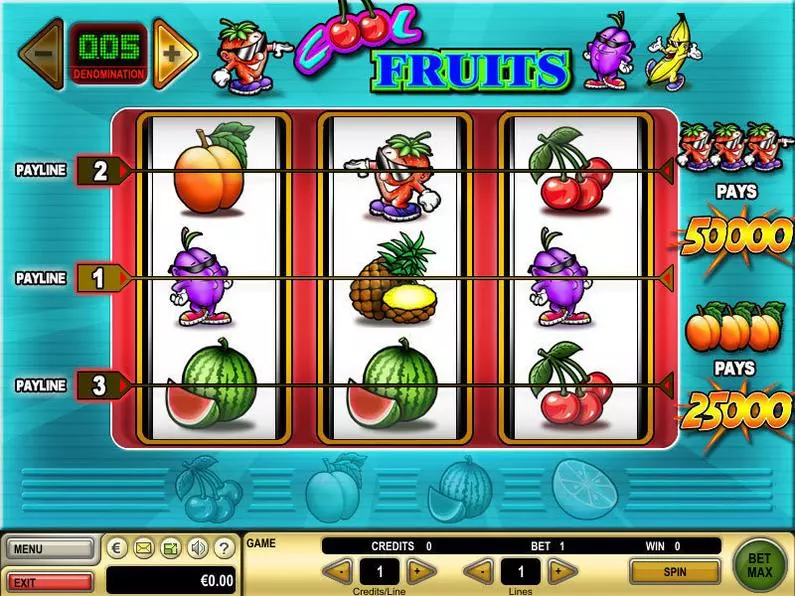 Main Screen Reels - Cool Fruits GTECH Coin Based 