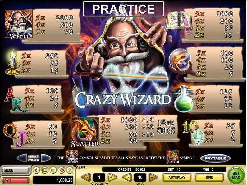 Info and Rules - Crazy Wizard GTECH Video 
