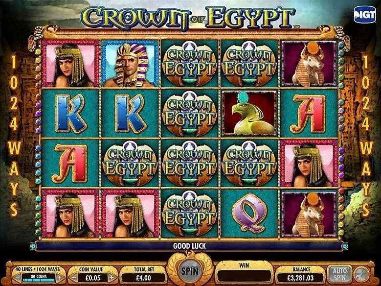 Introduction Screen - Crown of Egypt IGT  