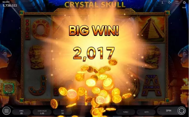 Winning Screenshot - Crystal Skull Endorphina  
