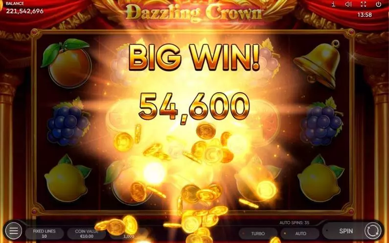 Winning Screenshot - Dazzling Crown Endorphina Fixed Lines 