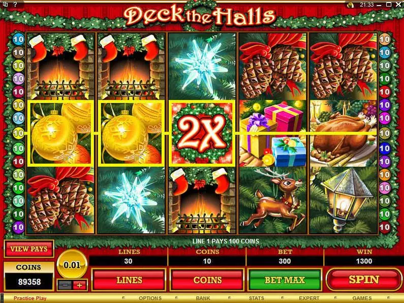 Main Screen Reels - Deck the Halls Microgaming Coin Based 