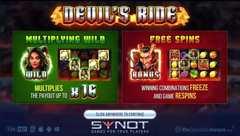 Main Screen Reels - Devils Ride Synot Games  
