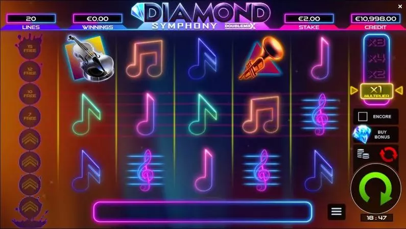 Main Screen Reels - Diamond Symphony DoubleMax Bulletproof Games Fixed Lines 