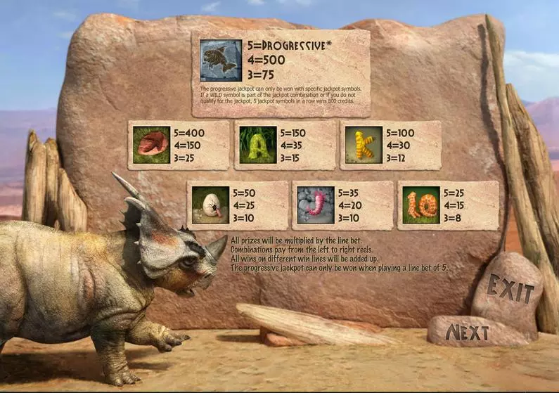 Info and Rules - Dino's Rhino Sheriff Gaming 3D Slot 