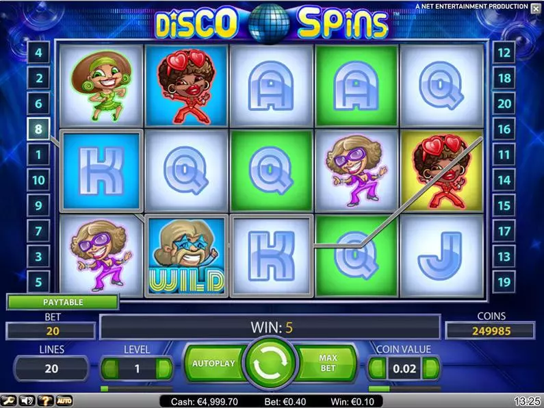 Main Screen Reels - Disco Spins NetEnt Coin Based 