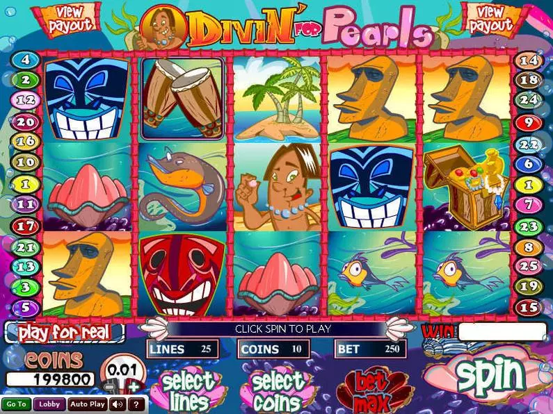 Main Screen Reels - Divin' For Pearls Wizard Gaming Coin Based 