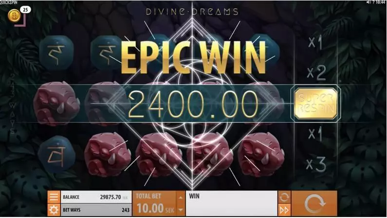 Winning Screenshot - Divine Dreams Quickspin 243 Ways 