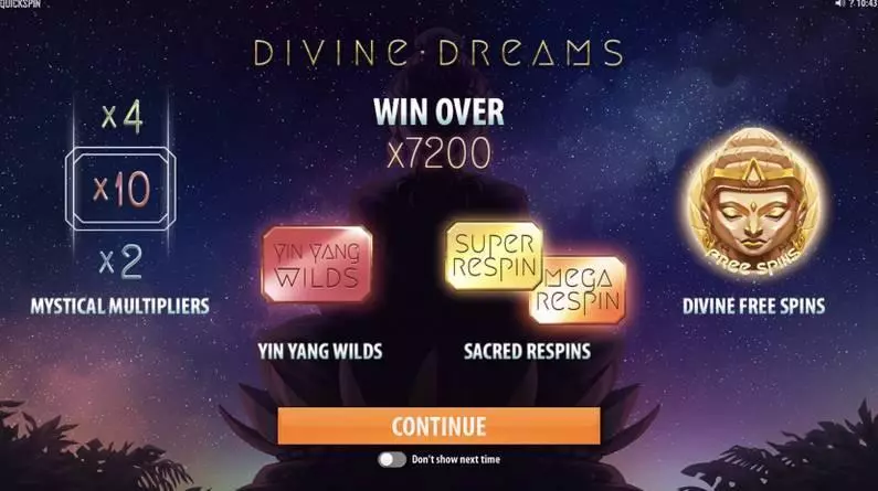Bonus 1 - Divine Dreams Quickspin 243 Ways 