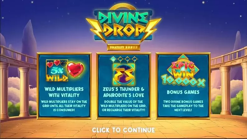 Introduction Screen - Divine Drop Hacksaw Gaming  