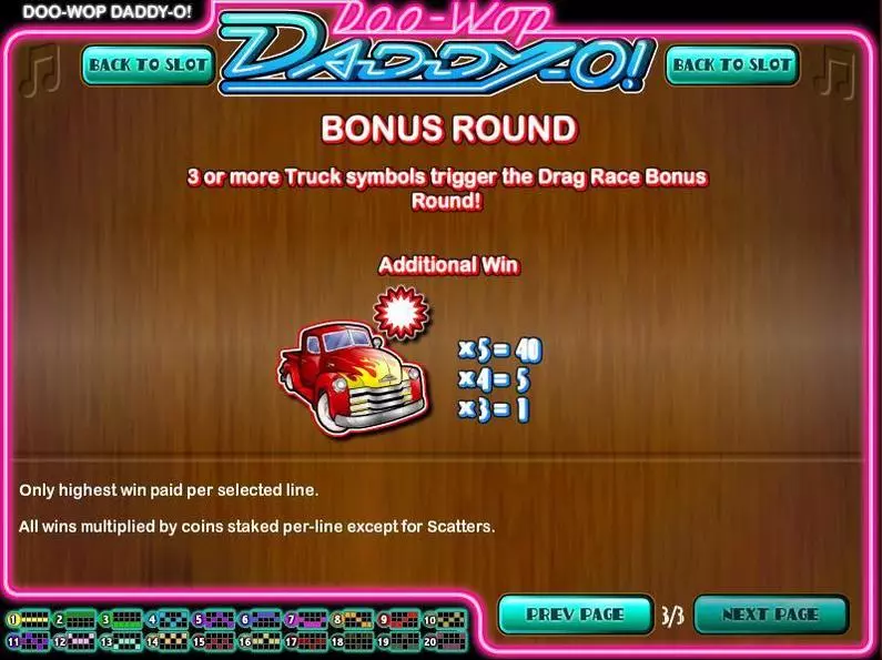 Info and Rules - Doo-wop Daddy-O Rival Bonus Round 