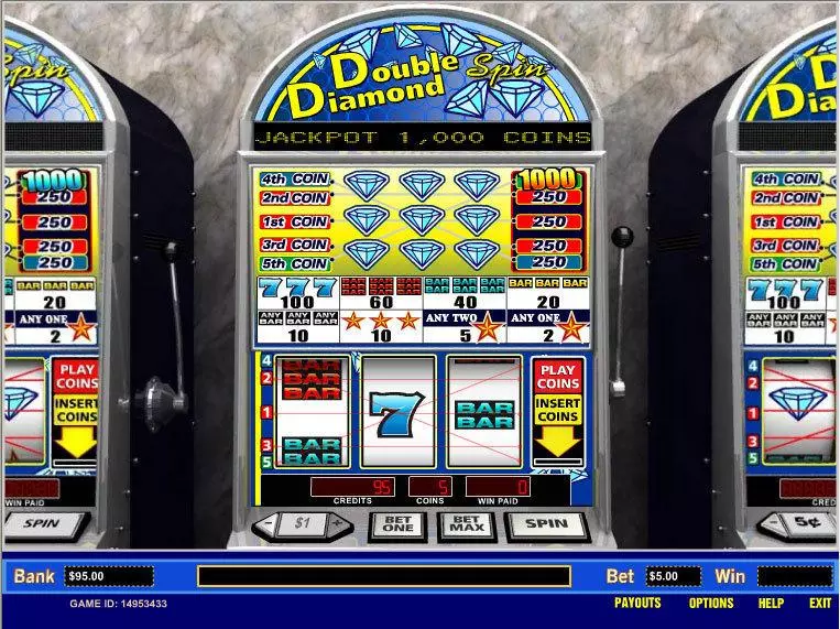Main Screen Reels - Double Diamond Spin 5 Line Parlay  