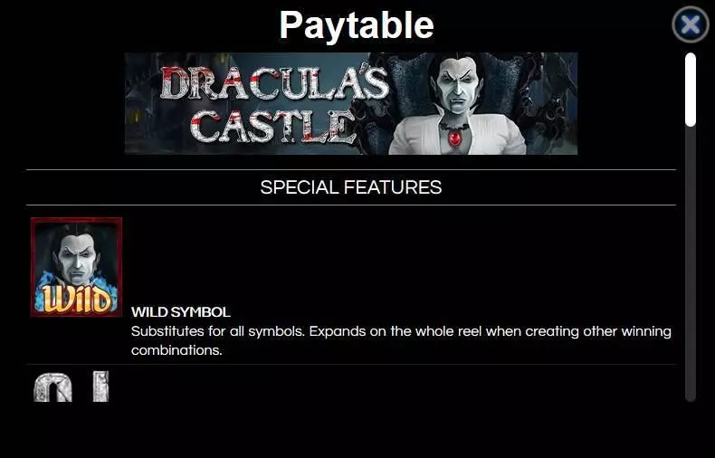 Paytable - Dracula's Castle Wazdan  