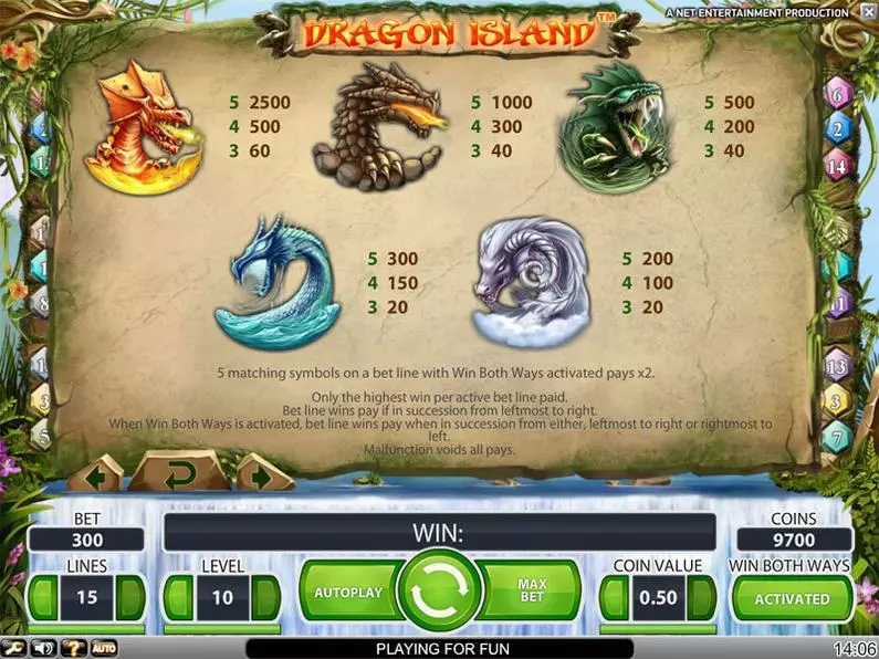 Info and Rules - Dragon Island NetEnt Video 