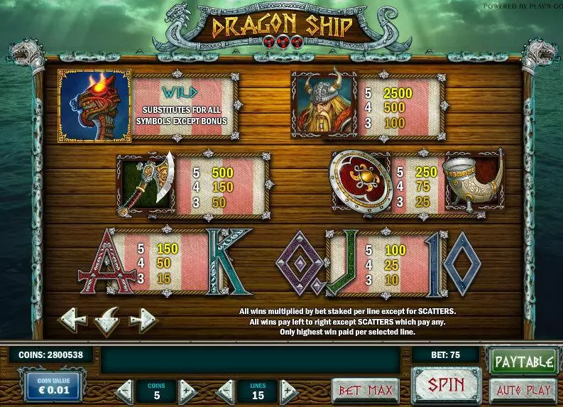Info and Rules - Dragon Ship Play'n GO Video 