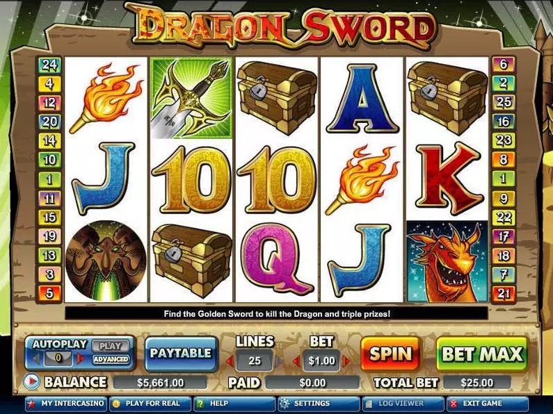 Main Screen Reels - Dragon Sword CryptoLogic Video 