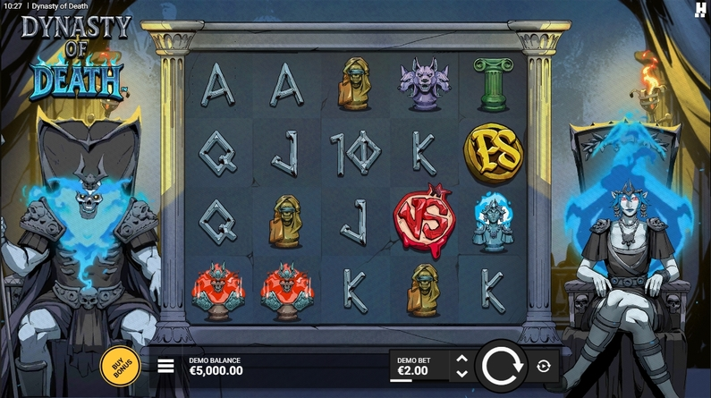 Main Screen Reels - Dynasty of Death Hacksaw Gaming  
