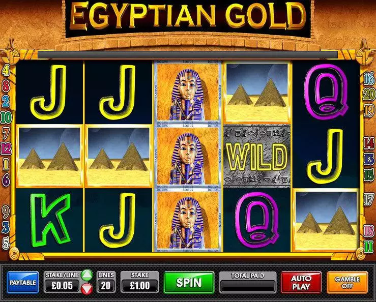 Main Screen Reels - Egyptian Gold Games Warehouse Video 