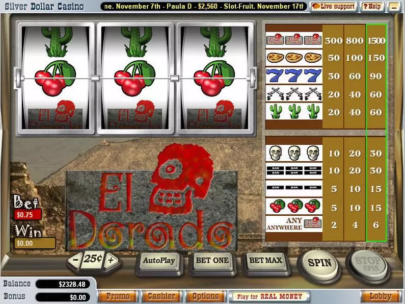 Main Screen Reels - El Dorado Vegas Technology Classic 