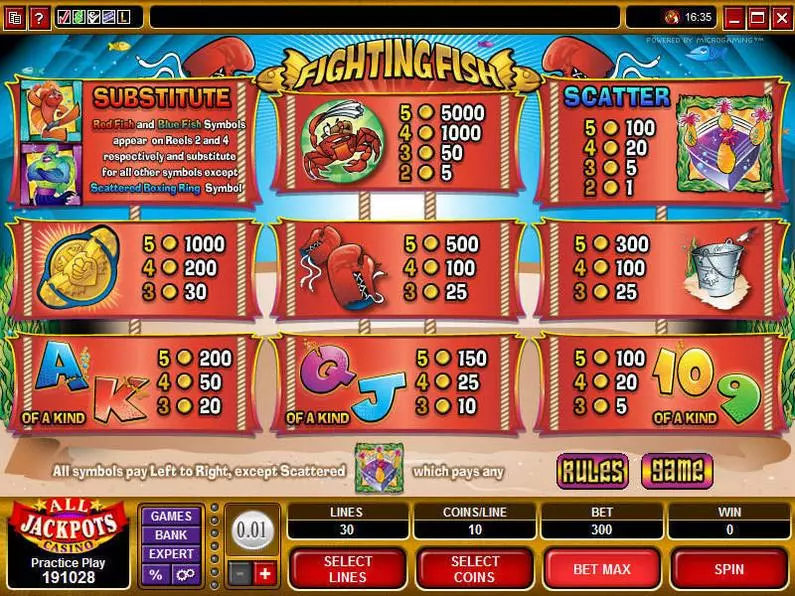 Info and Rules - Fighting Fish Microgaming Video 
