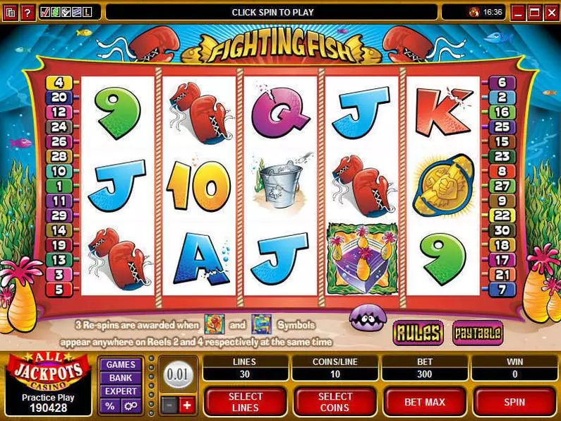 Main Screen Reels - Fighting Fish Microgaming Video 