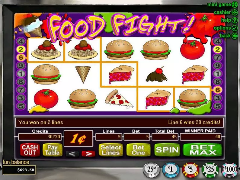 Main Screen Reels - Food Fight RTG Coin Based 