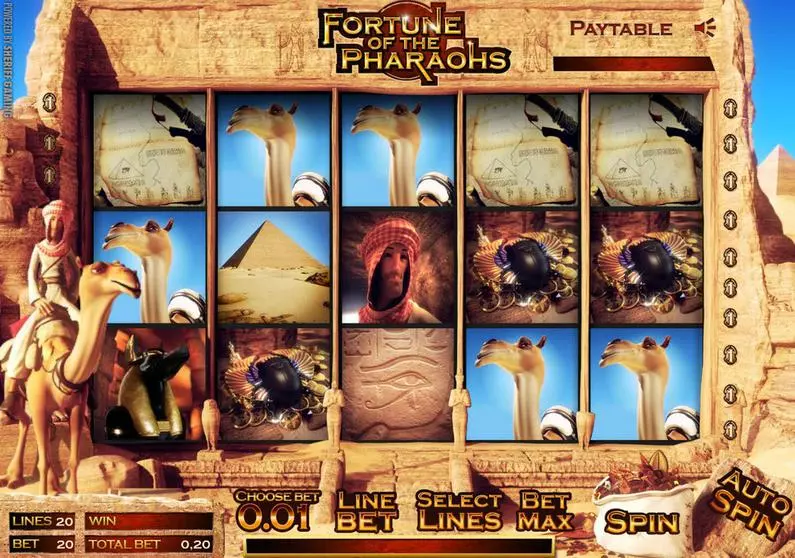 Main Screen Reels - Fortune of the Pharaohs Sheriff Gaming 3D Slot 