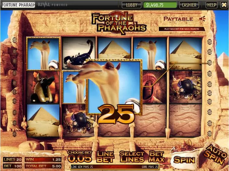 Main Screen Reels - Fortune of the Pharaos Sheriff Gaming 3D Slot 