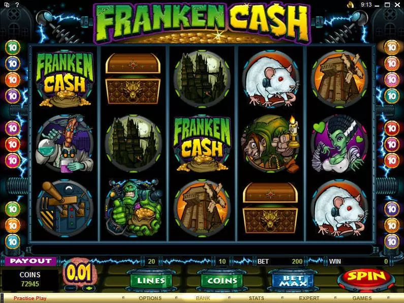 Main Screen Reels - Franken Cash Microgaming Coin Based 