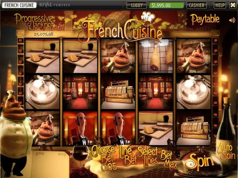 Main Screen Reels - French Cuisine Sheriff Gaming 3D Slot 