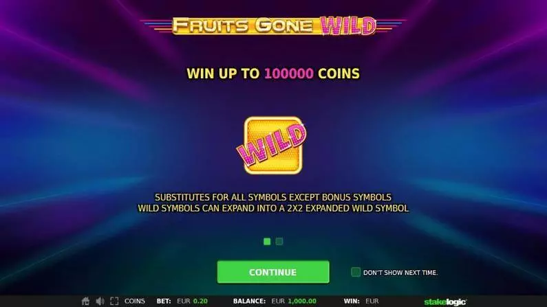 Info and Rules - Fruits Gone Wild StakeLogic Fixed Lines MOBi
