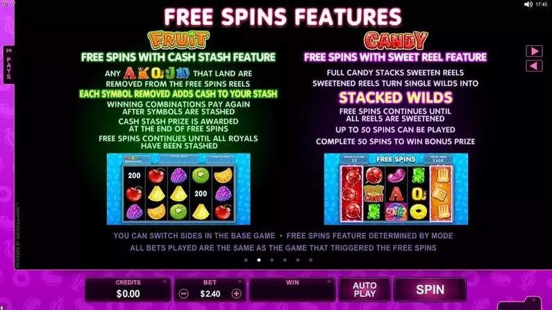 Info and Rules - Fruits vs Candy Microgaming 243 Ways 