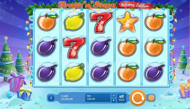 Main Screen Reels - Fruits'N'Stars Holiday Edition Playson Fixed Lines 