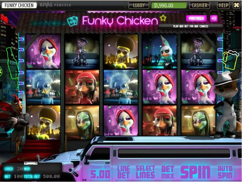 Main Screen Reels - Funky Chicken Sheriff Gaming 3D Slot 