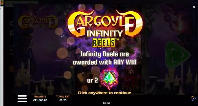 Introduction Screen - Gargoyle Infinity Reels ReelPlay  Infinity Reels