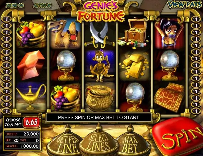 Main Screen Reels - Genie's Fortune BetSoft  ToGo TM