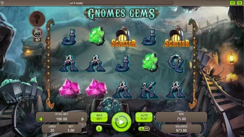 Main Screen Reels - Gnomes' Gems Booongo 3D Slot 