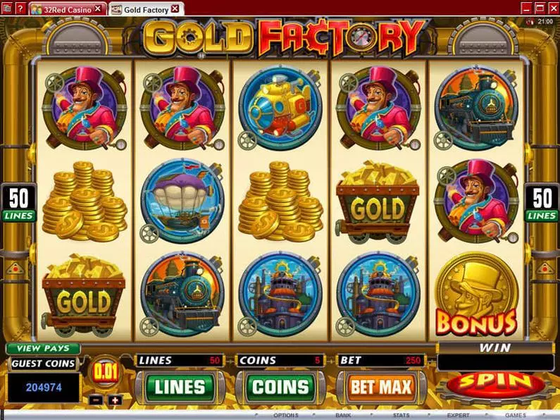 Main Screen Reels - Gold Factory Microgaming Coin Based 