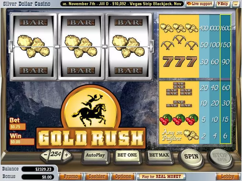 Main Screen Reels - Gold Rush Vegas Technology Classic 
