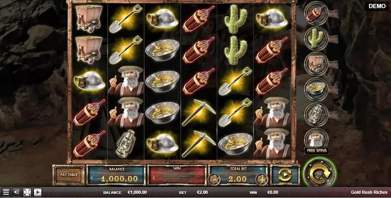 Main Screen Reels - Gold Rush Riches Red Rake Gaming Cascading Reels 