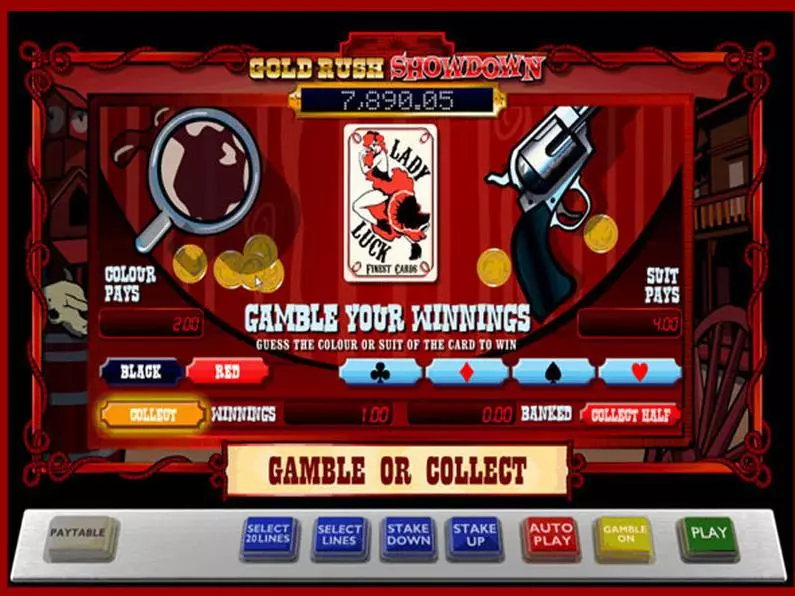 Gamble Screen - Gold Rush Showdown 888 Video 