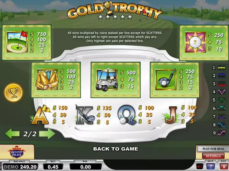 Info and Rules - Gold Trophy Play'n GO Video 