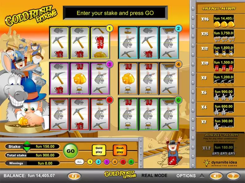 Main Screen Reels - GoldRush Extreme GTECH MultiSpin 