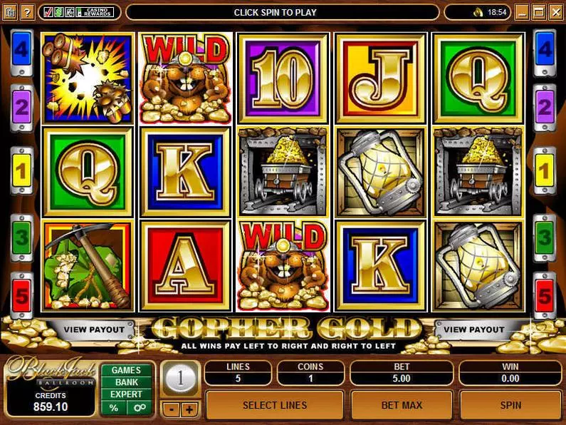 Main Screen Reels - Gopher Gold Microgaming Video 
