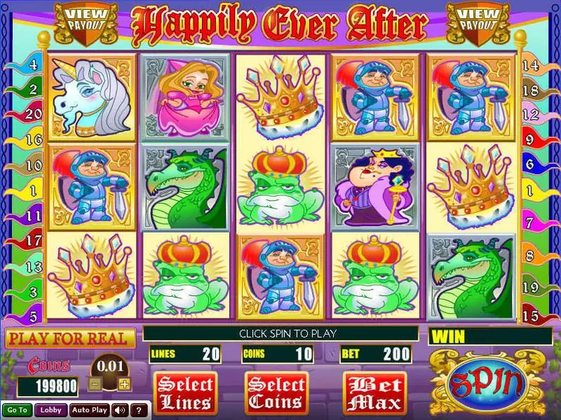Main Screen Reels - Happily Ever After Wizard Gaming Coin Based 