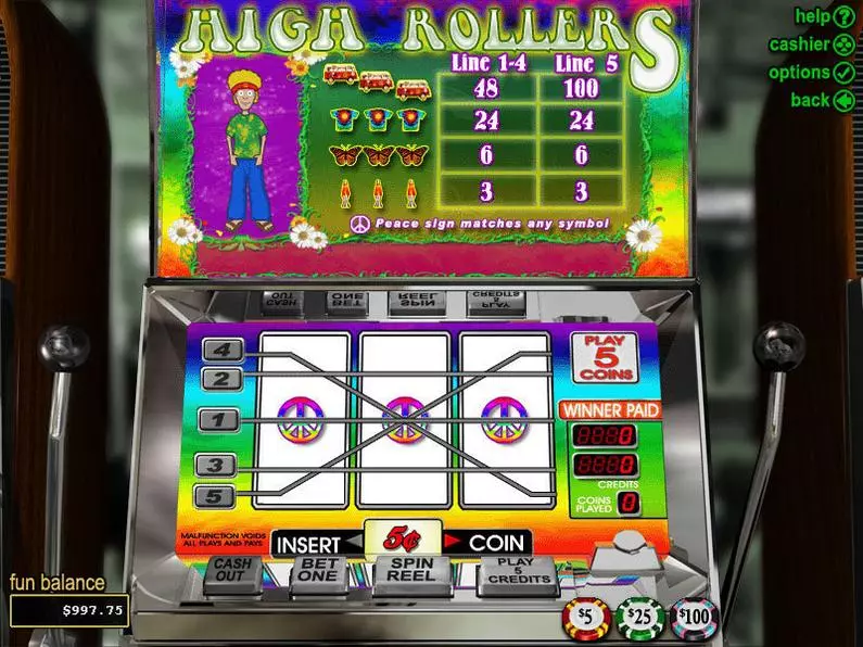 Main Screen Reels - High Rollers RTG Coin Based 