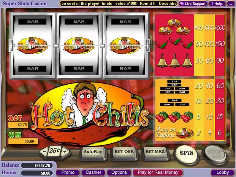 Main Screen Reels - Hot Chilis Vegas Technology Classic 
