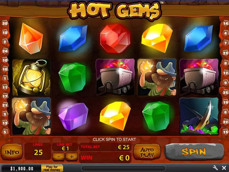 Main Screen Reels - Hot Gems PlayTech Bonus Round 