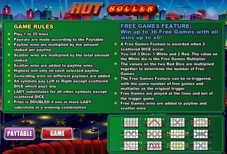 Info and Rules - Hot Roller WGS Technology Bonus Round 